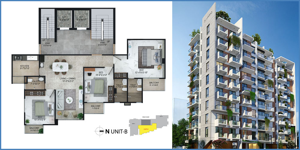 Al-Aksha Vista 3 Bed 8th Floor Unit B 1640 SFT