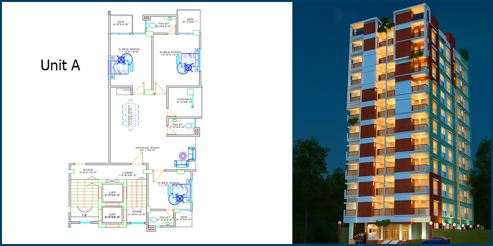 Sattar Palace 3 Bed 3rd Floor Unit A 1465 SFT