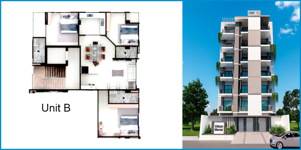 Urban Meraz 3 Bed 4th Floor Unit B 1624 SFT